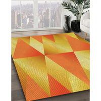 Patterned Orange Red Orange Rug, pat1587yw