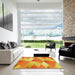 Square Patterned Orange Red Orange Rug in a Living Room, pat1587yw