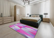 Machine Washable Transitional Mauve Purple Rug in a Bedroom, wshpat1587