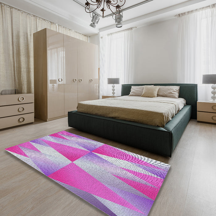 Machine Washable Transitional Mauve Purple Rug in a Bedroom, wshpat1587