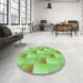 Round Patterned Emerald Green Rug in a Office, pat1588grn