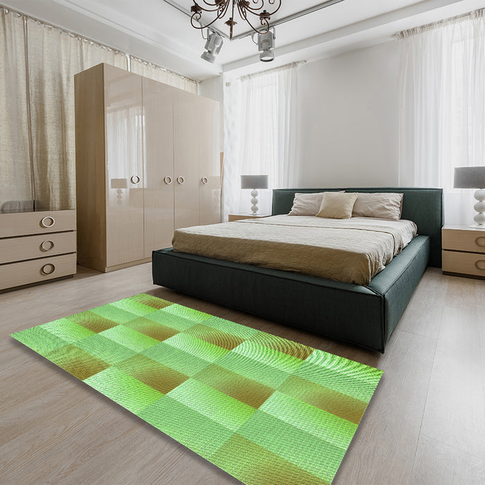 Patterned Emerald Green Rug in a Bedroom, pat1588grn