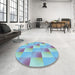 Round Patterned Light Purple Blue Rug in a Office, pat1588lblu