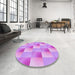 Round Patterned Violet Purple Rug in a Office, pat1588pur