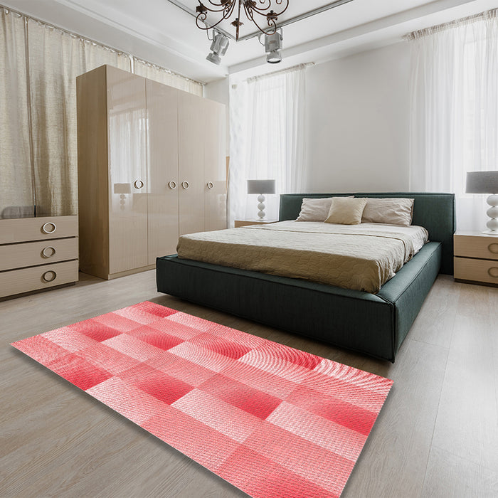 Round Machine Washable Transitional Pastel Pink Rug in a Office, wshpat1588rd