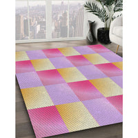 Patterned Magenta Pink Novelty Rug, pat1588