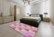 Patterned Magenta Pink Novelty Rug in a Bedroom, pat1588