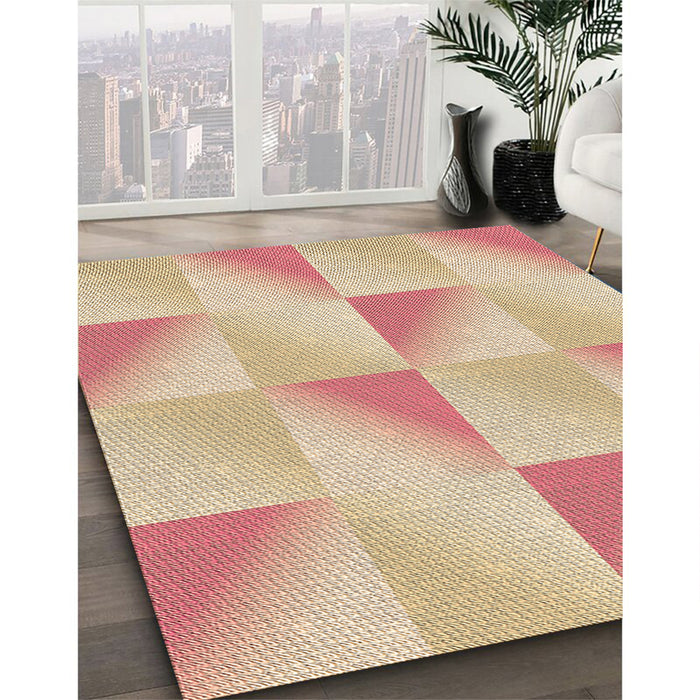 Machine Washable Transitional Sunrise Orange Rug in a Family Room, wshpat1589brn