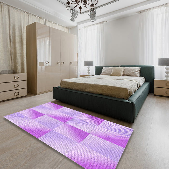 Round Machine Washable Transitional Purple Rug in a Office, wshpat1589pur