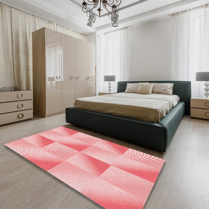 Round Machine Washable Transitional Red Rug in a Office, wshpat1589rd