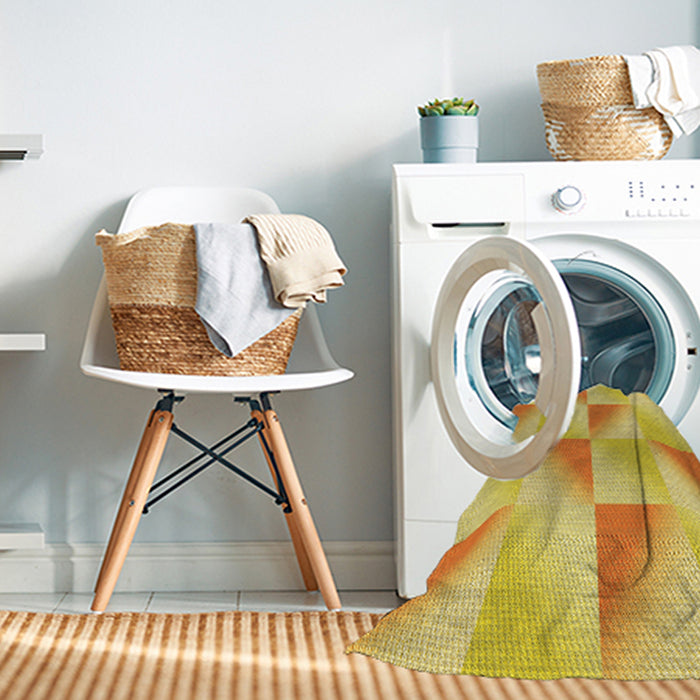 Machine Washable Transitional Bold Yellow Rug in a Washing Machine, wshpat1589yw
