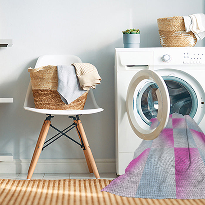 Patterned Lavender Blue Abstract Machine Washable Rug in a Washing Machine, wshpat1589