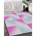 Patterned Lavender Blue Abstract Machine Washable Rug in a Family Room, wshpat1589