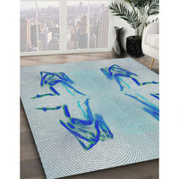 Patterned Steel Blue Novelty Rug, pat158