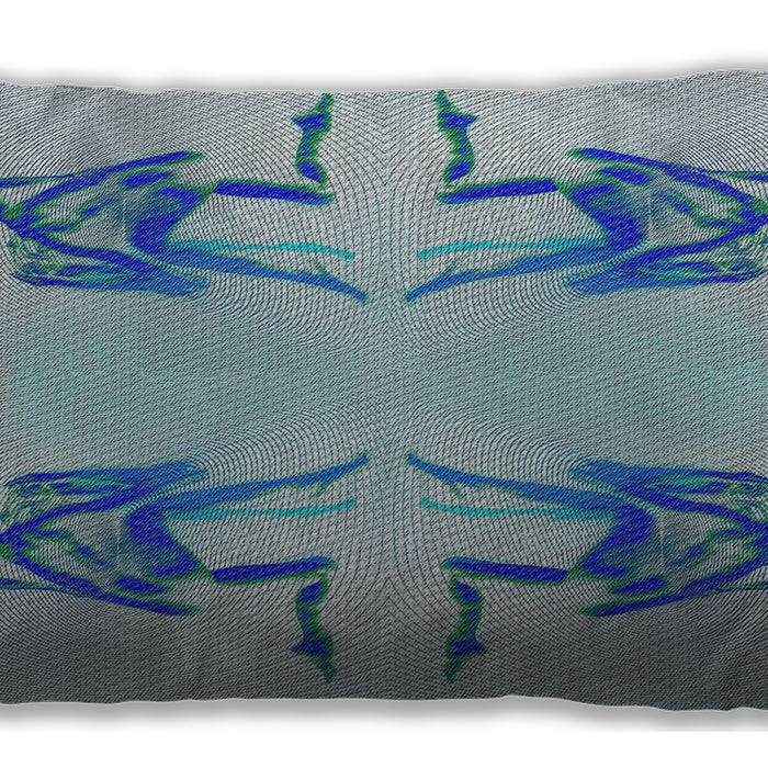 Patterned Rectangular Steel Blue Lumbar Throw Pillow, 13 inch by 19 inch, lbpat158