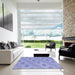 Square Patterned Medium Slate Blue Rug in a Living Room, pat159blu