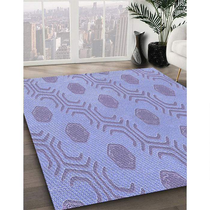 Machine Washable Transitional Medium Slate Blue Rug in a Family Room, wshpat159blu