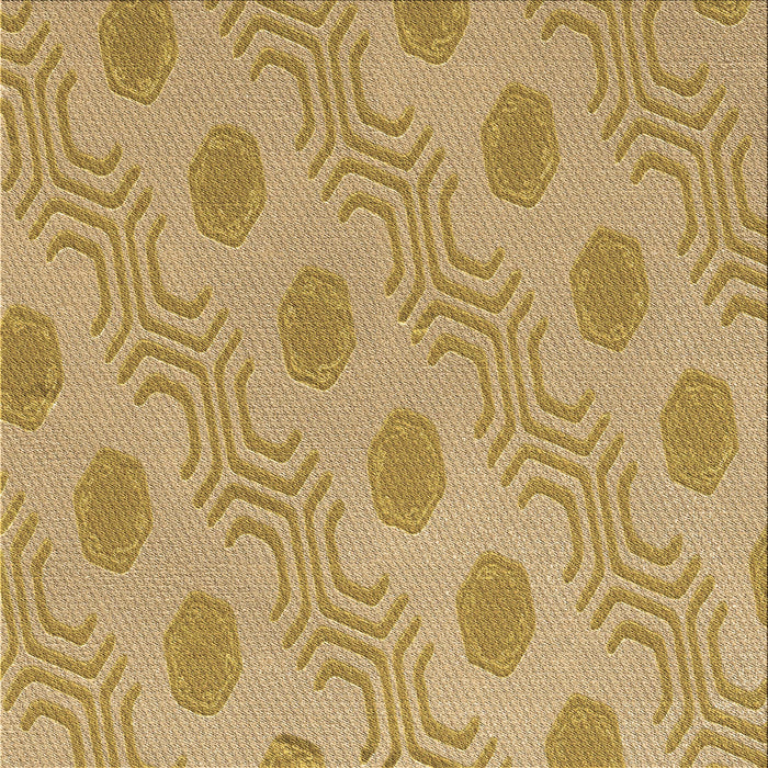 Round Patterned Yellow Orange Rug, pat159brn