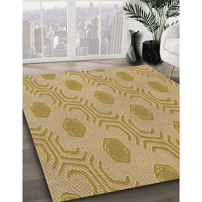 Machine Washable Transitional Yellow Orange Rug in a Family Room, wshpat159brn