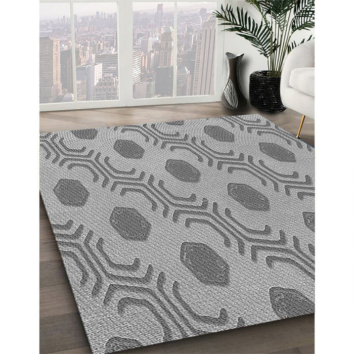 Patterned Cloud Gray Rug in Family Room, pat159gry