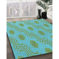 Patterned Medium Sea Green Rug, pat159lblu