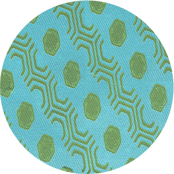 Square Patterned Medium Sea Green Rug, pat159lblu