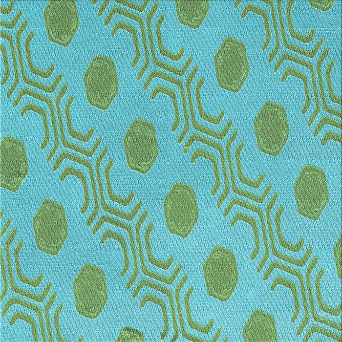 Round Patterned Medium Sea Green Rug, pat159lblu