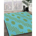 Patterned Medium Sea Green Rug in Family Room, pat159lblu