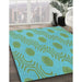 Machine Washable Transitional Medium Sea Green Rug in a Family Room, wshpat159lblu