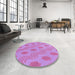 Round Patterned Violet Purple Rug in a Office, pat159pur