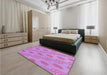 Patterned Violet Purple Rug in a Bedroom, pat159pur