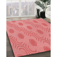 Patterned Light Coral Pink Rug, pat159rd