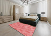 Patterned Light Coral Pink Rug in a Bedroom, pat159rd
