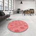 Round Patterned Light Coral Pink Rug in a Office, pat159rd