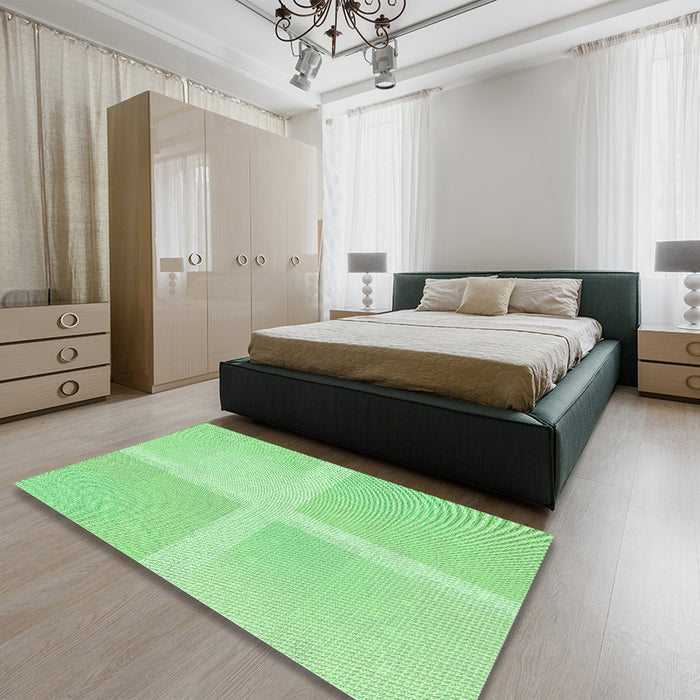 Round Machine Washable Transitional Green Rug in a Office, wshpat1590grn