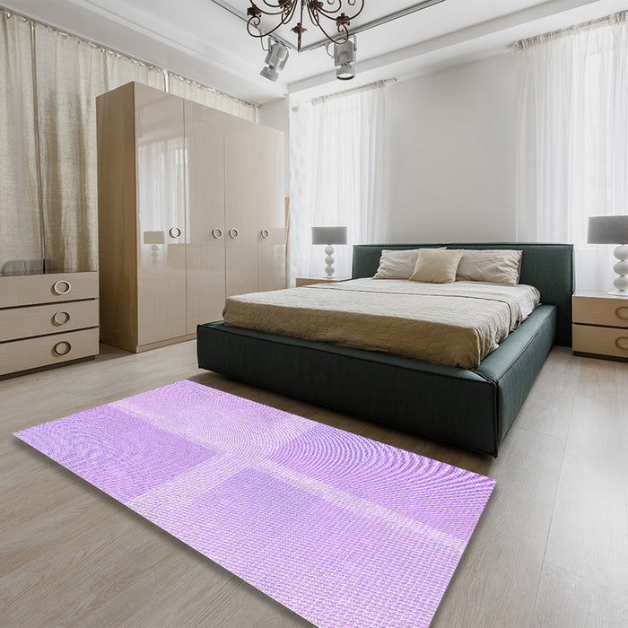 Round Machine Washable Transitional Purple Rug in a Office, wshpat1590pur