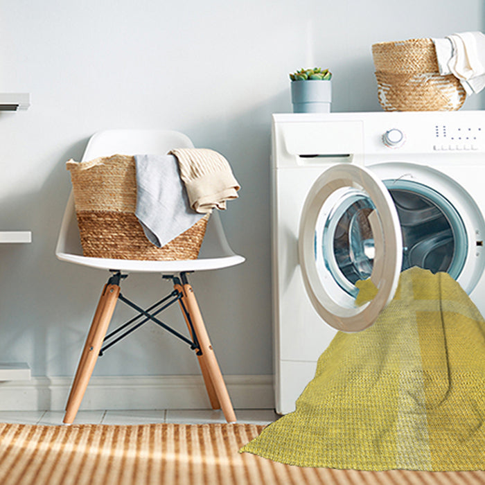 Machine Washable Transitional Bold Yellow Rug in a Washing Machine, wshpat1590yw