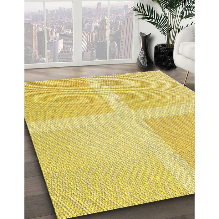 Machine Washable Transitional Bold Yellow Rug in a Family Room, wshpat1590yw