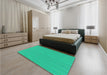 Round Machine Washable Transitional Spring Green Rug in a Office, wshpat1591lblu