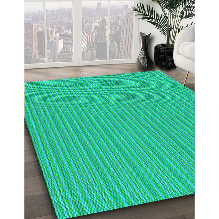 Machine Washable Transitional Spring Green Rug in a Family Room, wshpat1591lblu