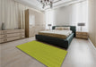 Round Machine Washable Transitional Dark Yellow Green Rug in a Office, wshpat1591org