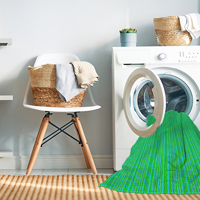 Patterned Spring Green Abstract Machine Washable Rug in a Washing Machine, wshpat1591