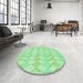 Round Patterned Green Rug in a Office, pat1592grn