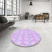 Round Patterned Violet Purple Rug in a Office, pat1592pur