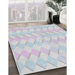 Patterned Water Blue Novelty Rug in Family Room, pat1592