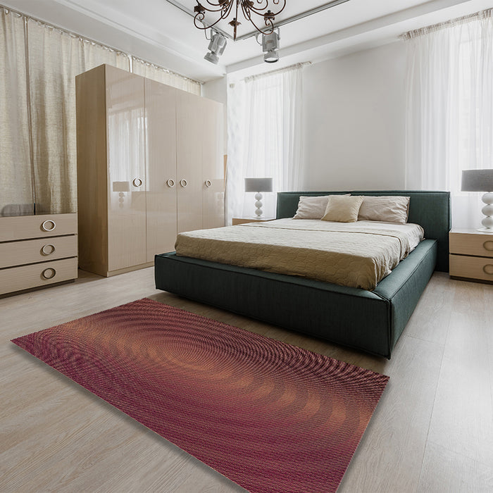 Patterned Chestnut Red Rug in a Bedroom, pat1593brn