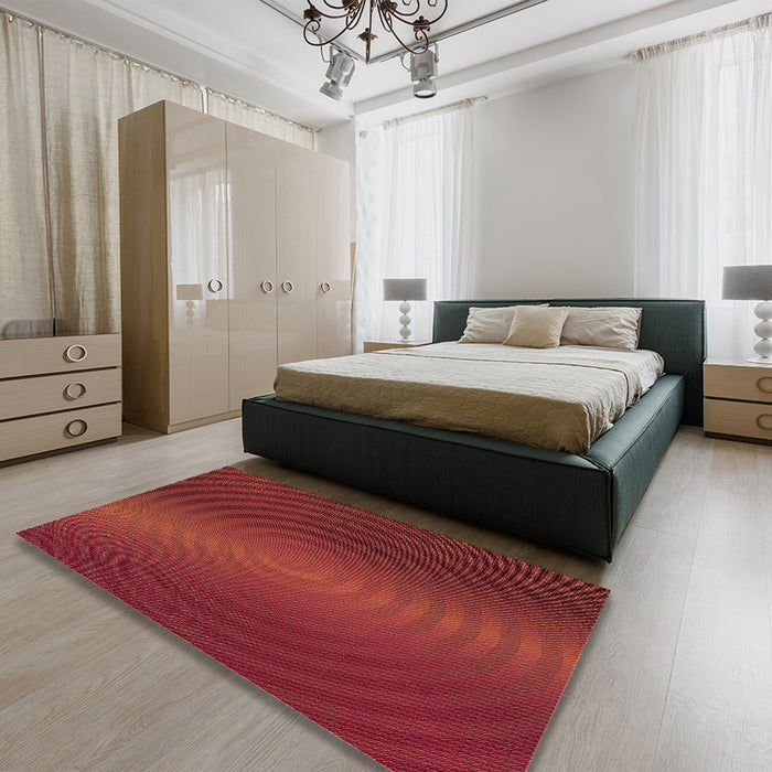 Patterned Red Rug in a Bedroom, pat1593org