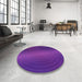 Round Patterned Bright Purple Rug in a Office, pat1593pur