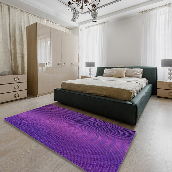 Patterned Bright Purple Rug in a Bedroom, pat1593pur