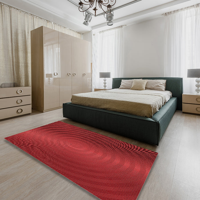 Round Machine Washable Transitional Red Rug in a Office, wshpat1593rd